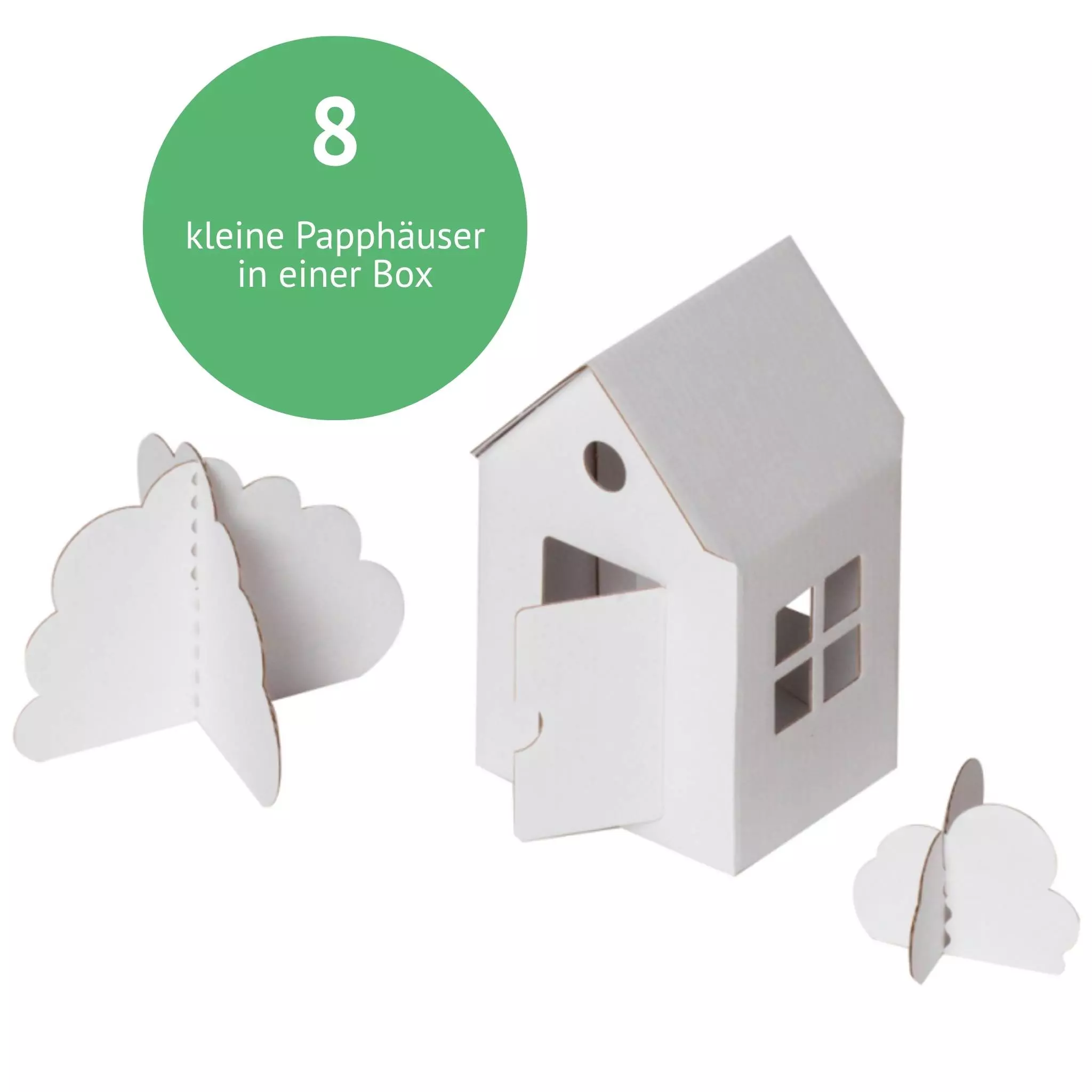 Das 8er-Set kleine Papphäuser Das 8er-Set kleine Papphäuser